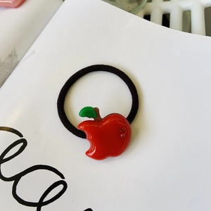 Y2K dopamine red apple acetate hair tie with sparkling rhinestones and elastic band