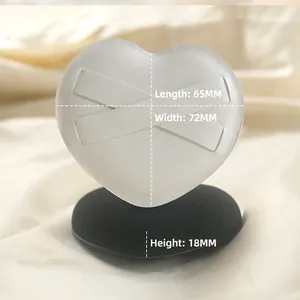 Elegant heart-shaped jewelry display stand in white leatherette with black base 65x72mm
