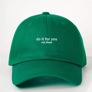 Casquette de baseball en coton vert foncé avec slogan do it for you not them