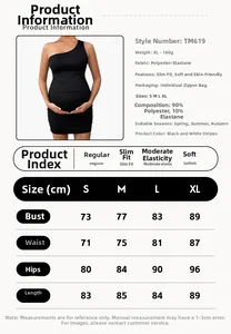Detailed size chart showing slim fit maternity dress dimensions in centimeters