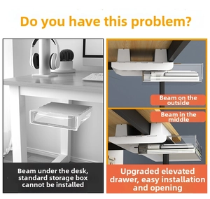 Tall under-desk drawer detail showing smooth sliding clearance for desks with beams