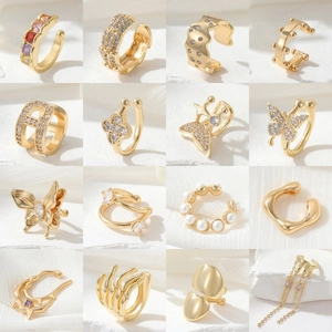 Mode Kupfer Ohrklemmen Für Damen Leichter Luxus U-Form Ohne Ohrloch Ohrclips Strass Künstliche Perle Quaste Schmetterling Schmuck Geschenk