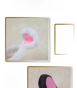 Detail of plush mouse ears headband showing soft material and flexible wire shape
