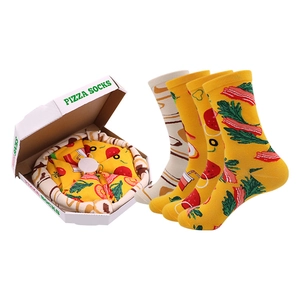 Creative Pizza Socks gift set in a realistic pizza box with four pairs of colorful cotton socks