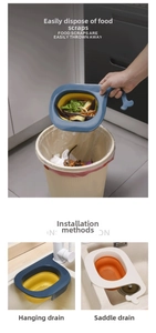 Foldable whale sink strainer basket showing hanging and saddle-style mounting modes
