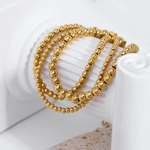 Minimalist 18K gold plated stainless steel bead bracelets in 3mm 4mm 5mm sizes