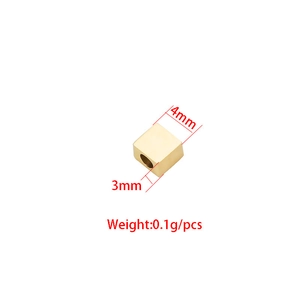 Polished golden stainless steel cube spacer bead 4mm with 1.8mm hole for jewelry making