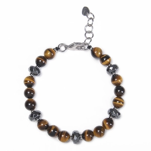 Natural Stone Stainless Steel Beaded Bracelet Adjustable Extension Chain Fashion Jewelry For Men Women