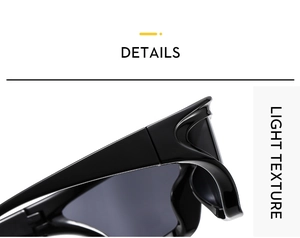 Close-up of sleek black sunglasses frame showcasing smooth texture and curved details