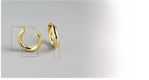 Detailed dimensions and weight of 18K gold plated thick hoop earrings in 304 stainless steel