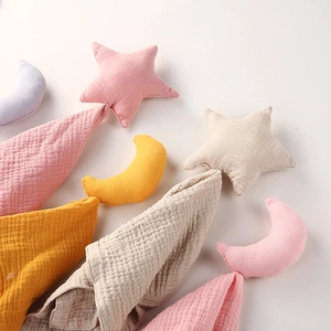 Copertina Neonato Mussole Di Cotone Garza Morbido Asciugamano Lenitivo Stella Luna Testa Peluche Bambola Sonno Infanti