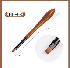 Pinceau plat nail art HL-08 avec manche en noyer et poils de 0,8 cm pour peinture