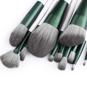 12pcs green cloud makeup brush set with professional synthetic bristles and green handles