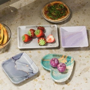 Set of four unique resin tray molds including heart and rectangular marble patterns