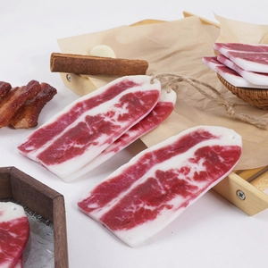 Realistic PVC marbled beef slice model with texture and hanging hole for home decor