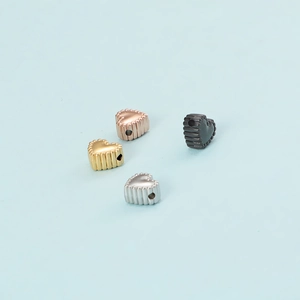 Stainless steel heart charms with striped texture in gold silver rose gold and black colors