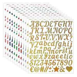 Glitter Alphabet Letter Number Stickers Waterproof Vinyl Shimmer Decals For Scrapbooking DIY Craft Decoration