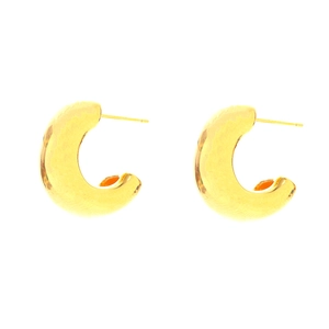 Minimalist gold-plated C-shaped geometric stud earrings with a polished metallic finish