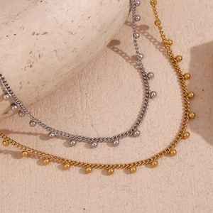 Minimalist Stainless Steel Bead Pendant Necklace Bohemian 18K Gold Plated Dainty Chain Jewelry For Women Elegant Gift