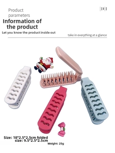 Foldable hairbrush with hollow design and massage teeth in four assorted colors