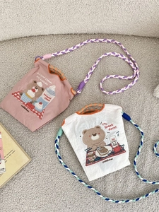 Mini sac cabas en Oxford brodé d'ours avec bandoulières tissées et nylon imperméable