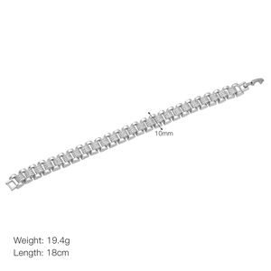 Dettaglio del bracciale hip-hop a catena d'argento con larghezza 10mm e cristalli