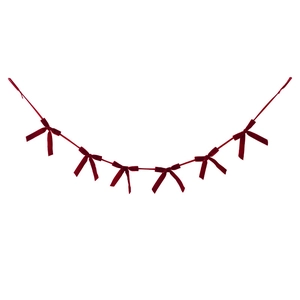 Dark red velvet bow garland banner for Christmas tree and festive party decoration