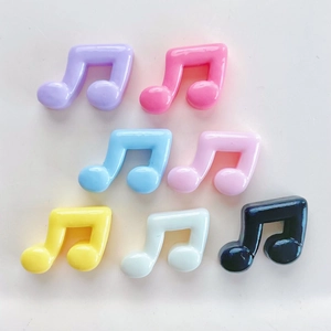 Colorful resin music note charms for DIY phone cases and hair accessories set of seven