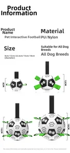 Size chart for interactive pet soccer balls ranging from 8cm to 22.6cm diameter