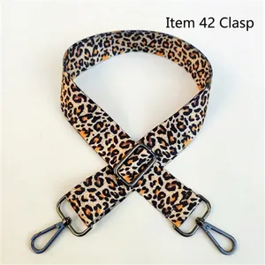 Detail of leopard print wide replacement strap with adjustable gunmetal hardware buckles
