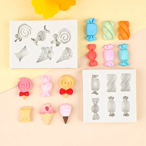 Silicone mold set for candy, lollipop, and ice cream cupcake toppers decorations