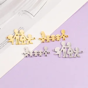 Familie Silhouette Anhänger Edelstahl Spiegelpoliert Hand In Hand Personen DIY Schmuckherstellung Zubehör