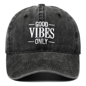 Good Vibes Only Embroidery Baseball Cap Washed Cotton Retro Adjustable Vintage Sun Hat For Men Women