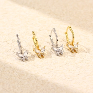 Elegante S925 Silber Schmetterling Ohrringe mit Zirkonia in Gold und Silber