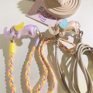 Universal crossbody cell phone lanyard featuring cute leather elephant charms and braided straps