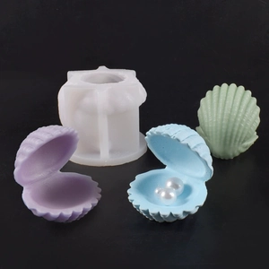 Stampo in silicone a conchiglia per vasi in gesso e portacandele fai-da-te con costine