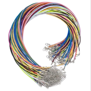 1.5mm colorful waxed necklace cords with lobster clasps and extension chains for DIY jewelry