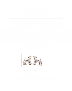 Detail view of pearl poodle earrings with 3.5cm size markings and material specs