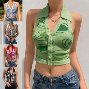 Set crop top a fascia in maglia con vari motivi tra cui strisce ondulate e cuori
