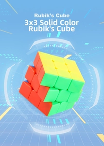 Top-down view of a 3x3 professional magic cube with vibrant solid colors on a blue grid