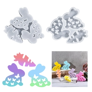 Moule En Silicone Lapin Carotte Motif Papillon DIY Artisanat Résine Plâtre Pâques Décoration