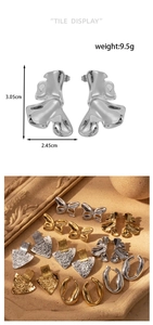 Detailed size specifications for minimalist butterfly and triangle steel earrings