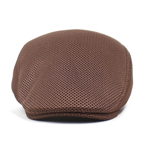 Close-up of the breathable brown mesh fabric on this stylish summer newsboy cap