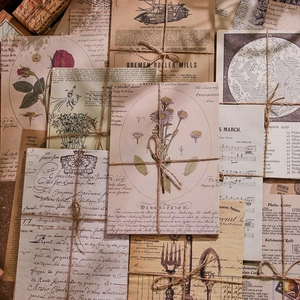 Vintage aesthetic scrapbook paper set with floral, music, and map patterns for DIY crafts