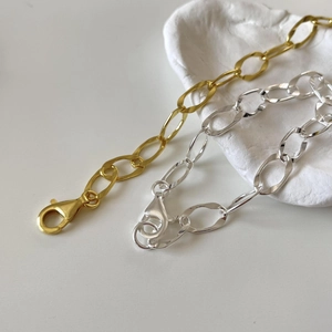 925 sterling silver chunky link chain bracelet in gold and silver finish with lobster clasp