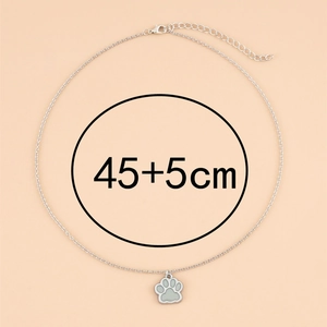 Luminous paw print pendant necklace in stainless steel with adjustable 45+5cm chain