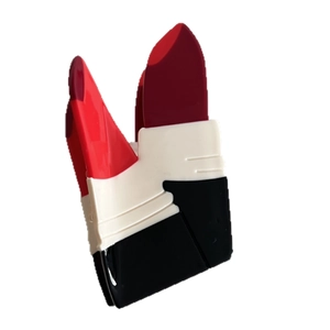 Creative lipstick shaped acetate hair claw clip for women in vibrant red and black colors