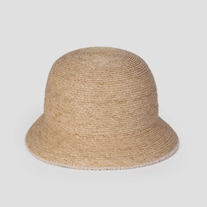 Elegant Raffia Straw Bucket Hat With White Fringe Edge Round Dome Sun Protection Handmade Woven Breathable Vacation Style