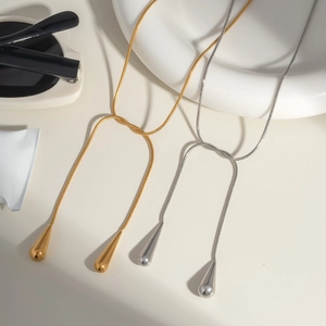 Chic colliers serpent goutte d'eau or et argent avec nœuds ajustables en acier inoxydable