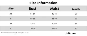 Size guide table for women's cutout crop top listing bust, waist, and length measurements